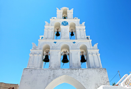 bell tower in Megalochori Santorini