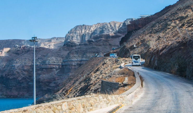 how to get around Santorini by bus